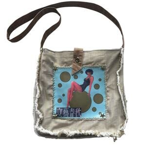 Handmade Upcycled Military Canvas Crossbody Bag Pin Up Girl Grunge Y2K Punk